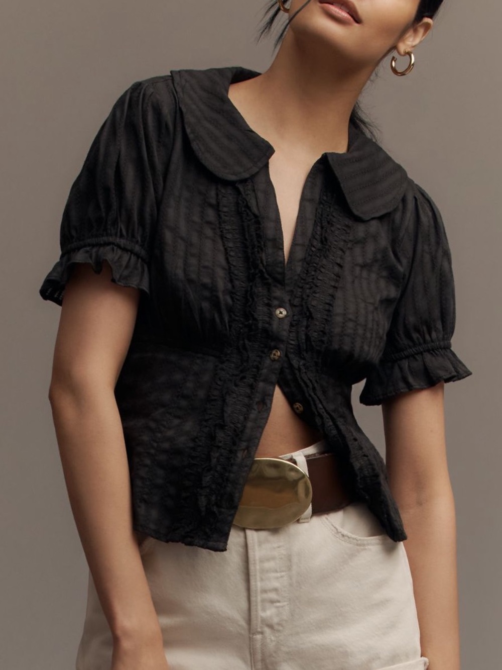 Pilcro Keira Waisted Tuxedo Blouse